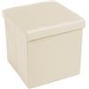 Home Tresor - Pouf Contenitore, Cubo Contenitore Poggiapiedi, Sgabello Quadrato Pieghevole Basso, Scatola Porta Giochi Bambini, Cassa cm. 30x30x30 (Ivory)