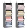 Lifewit Organizer Armadio Appendere con Pannelli Trasparenti,Grigio,2 Pezzi | Organizzatore Pieghevole con 4 Ripiani e 2 Ganci Robusti, Ripiani per Armadio Interno, Contenitori per Vestiti