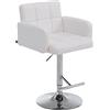 CLP Sgabello Bar Design Los Angeles I Sedia Sgabello Imbottita In Similpelle I Sgabello Girevole Con Braccioli E Schienale | Colore bianco Colore del telaio cromo