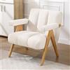 chairus Poltrona Salotto in Tessuto Poltroncina Relax con Braccioli, Avena | Sedia Imbottita con Struttura in Legno Poltrona da Lettura per Soggiorno/Camera da Letto/Studio