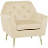 Totò Piccinni Poltroncina SOFI in Velluto imbottito con braccioli e piedini in metallo color oro (Velluto Beige, Poltrona)