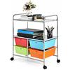 COSTWAY Carrello con 4 Cassetti e 2 Ripiani, Carrello Portaoggetti con Ruote per Cucina Bagno Ufficio, Multiuso, 58,5x37x75 cm (Colorato 2)