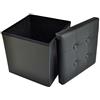 Casatessile - Pouf Contenitore 2-in-1 | Ecopelle Effetto Finta Pelle | Comoda Seduta e Capiente Contenitore | Facile da Ripiegare e Trasportare, Tinta Unita - Nero