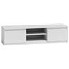 CDF Mobile Porta TV 140 cm Bianco con Ripiano Aperto Passacavi Mobile Basso | Due vani laterali, struttura 16 mm, senza maniglie, per soggiorno e salotto, supporto per elettronica domestica