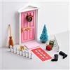 JUNBAOYYDS Porta Dell Elfo di Natale,Porta Elfo Natale Kit, Porta Elfo Natale Kit Apribile Set di Decorazioni, Decorazioni Natalizie in Miniatura, Gnomi Porta Delle Fate Natale Decorazioni Casa (Rose)