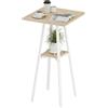 HOMCOM Tavolo da Bar Quadrato Alto 55x55x95cm Legno Naturale e Bianco | Tavolo da cucina alto per 2, ripiano portaoggetti, telaio in metallo, per cucina/soggiorno.
