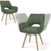 JIJIAN Set 2 Sedie Sala da Pranzo Girevoli 360° con Braccioli, Verde | Sedie da Cucina Girevoli con Gambe in Legno, Sedie Imbottite Moderne in Velluto a Coste per Sala da Pranzo e Soggiorno