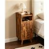 Askelierg Vntage, comodino stretto 25 cm, comodino piccolo con cassetto e porta, comodino gestione dei cavi, tavolino salvaspazio per soggiorno, camera da letto, 25 x 30 x 61 cm (marrone)