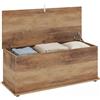 HOMCOM Cassapanca Contenitore da Interno 113L Baule Effetto Legno Marrone | Coperchio Ribaltabile, Panca Baule Contenitore per Soggiorno e Ingresso