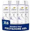 Dove Deodorante Spray, Dove Classic Care Invisible Fresh, Deodorante Antitraspirante Spray, Protezione Fino a 48 Ore, 1/4 di Crema Idratante, Deodorante Uomo e Donna, 6 Pezzi da 150 ml