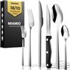 MIAMIO - Set posate 72 pezzi, acciaio inox 18/10 (Argento) | Posate inox per 6 persone con coltelli da bistecca, forchette, coltelli e cucchiai - set 36 pezzi, lavastoviglie