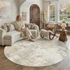 PureCozy Tappeto Rotondo 180cm Beige Moderno Astratto | Antiscivolo,Lavabile in Lavatrice,Tappeto Piccolo,Camera da Letto,Cucina,Interno,Pelo Corto,Carpet,Rug