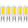 WULUN G9 2W COB LED ampolla in vetro, lampada alogena equivalente 20W, 6000k bianco bianco, 2W 200 lumen, AC/DC 220-240V, G9 Pin Base, confezione da 5