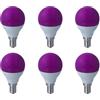 LEDLUX 6 Pezzo Lampadina Led E14 Viola, 4W=35W 220V, Forma Globo G45, Per Decorazione Feste