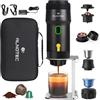 ALNOTEC Caffettiera portatile espresso 20 bar ricaricabile, macchina per caffè portatile, autoriscaldante, compatibile con capsule NES, DG & Caffè macinato, caricatore USB, 220 V e auto-housse+