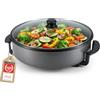 TZS First Austria - Padella Elettrica Multifunzione 6,5L - Ø 40cm - 1500W - Termostato Regolabile (90-240°C) - Rivestimento Antiaderente - Ideale per Feste e Paella - Grigio