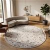 Carpetsale24 Tappeto Lavabile Crema 200 cm Rotondo Vintage Tappeto Rotondo Grande per Soggiorno Sala da Pranzo Area Relax Design Orientale Pelo Corto Facile da Pulire