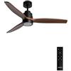 CREATE / WINDSTYLANCE M/Ventilatore da soffitto ABS con luce nero pale effetto legno scuro con telecomando/ 40W, Silenzioso, Ø132 cm, 6 velocità, temporizzatore, estate-inverno, doppia altezza