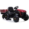 LEAN CARS Trattore a batteria BDM0925 con rimorchio, ruote in EVA, MP3, rosso