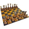 Italfama Set Scacchi Italfama Ottone e Legno con Scacchiera in Pelle Vera, Italia