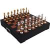 Italfama Set Scacchi In Ottone Italiano Con Scatola In Pelle E Cassetto
