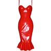COOKOE Rosso Nero PVC Bagnato Sguardo In Pelle Senza Spalline Increspature Sirena Abiti Aderente Delle Donne Sexy Off Spalla Club Party Dress Plus Size
