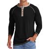 PrinStory Henley - Maglietta da uomo a maniche lunghe, in cotone | Camicia Casual Abbottonata Grandad Top