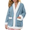 Duohropke Cardigan lungo da donna, oversize, morbido, vestaglia con scollo a V, in pile, per la casa, per l'inverno, da notte, a maniche lunghe, in flanella