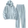 Wiepux Pigiama Donna Caldo Pile Soffice Invernale Tuta da Casa | Vita Elastica Loungewear Con Cappuccio 2 Pezzi Comodo Avvolgente Abbigliamento da Casa Tasche Marsupio Tempo Libero Regalo