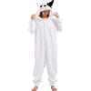 dressfan Pigiama unisex bianco Bulldog Onesie Costume di pigiama natalizio pigiama Halloween Cosplay Costume per adulti e ragazzi