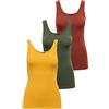 ONLY Onllive Love Tank Noos, Verde/Giallo/Rosso (1 x Kalamata/1 x Golden Yellow/1 x Henné Bruciato), XXL