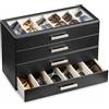 ProCase Scatola Organizer per Occhiali da Sole in pelle PU | Coperchio Superiore Trasparente, per Occhiali da Vista, Più Paia di Vetro, per Uomini e Donne