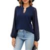 Decorie Blusa Donna Elegante in Chiffon Maniche a Sbuffo per Ufficio e Cerimonia,Nero,S