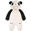 Volunboy Tuta da Neve Invernale Neonato in Pile con Cappuccio 0-18 Mesi | Pagliaccetto Unisex, Polsini Elasticizzati, Zip Up, Cambio Facile, Bottoni Interno Gamba, Cartoni Orsetto e Panda