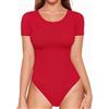 ALGALAROUND Body da donna a maniche corte aderente con scollo rotondo, in cotone ELegant