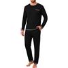 Demegimi Pigiama Uomo Cotone Lungo Pigiami Invernale Due Pezzi con Tasche | Pigiami Due Pezzi, Maniche Lunghe, Pantaloni Lunghi, Tasche, Vestibilità Ampia, Contrasto, Comoda, Inverno, Casa e Notte