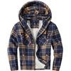 JACKETOWN Giacca Uomo in Pile Con Cappuccio Camicia in Flanella a Quadri Giacca Intermedia Calda E Imbottita Giacca Casual Con Tasche Ideale per Autunno E Inverno