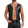 Ausing Maglietta da uomo in ecopelle, slim fit, con bottoni, per feste, danza, rave, discoteca, Halloween, taglie S-3XL