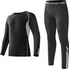Startseite Base Layer Kids - Set di intimo termico traspirante per bambini, con strisce riflettenti, a maniche lunghe, a compressione, foderate in pile, per calcio, hockey, colore: grigio