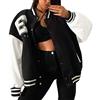 EGSDMNVSQ Giacca Corta da Donna Primaverile College Giacca da Baseball Cappotto Bomber per Ragazze Vintage