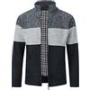 Sliktaa Uomo Cardigan Cappotto invernale foderato in pile caldo maglione cardigan | Zip frontale a costine colletto a costine fodera in caldo pile orlo e polsini filettati per abbigliamento da ufficio