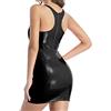 COOKOE Abito da donna senza maniche in vernice con taglio basso con cerniera posteriore elasticizzato in lattice abito da donna sexy mini abito da ballo Clubwear