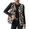 ORANDESIGNE Gilet Donna Pile Invernale Elegante Stampa Leopardata Gilet Giubbotto Senza Maniche Giacca Teddy con Scollo a V e Bottoni Leggero Panciotto con Tasche