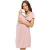 MijaCulture 3 in 1 - Camicia da notte per allattamento 4123 (XXL/EU44, rosa/con cuori)