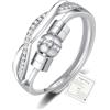 HEEYA Donna Anti Stress Anello Argento 925 Fidget regolabile Anxiety Ring Aprire Zircon Cubic Ruotante Femminile