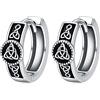 POPLYKE Orecchini a cerchio con nodo celtico nero, in argento Sterling 925, stile vintage, gotico, punk, rock, da uomo