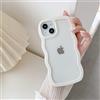 QLTYPRI Cover Ondulata per iPhone 11 Pro Max Custodia Trasparente, Bianco | Design Ondulato Riccio Elegante, Protezione Antiurto in Morbido TPU, Retro trasparente in PC, Case Per Ragazze e Donne