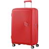 American Tourister Soundbox Trolley da stiva, 77 cm | Rosso Corallo, trolley rigido espandibile, 77H x 51.5W x 29.5D cm, 97/110 L, 4.2 kg, con lucchetto TSA