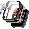 Acadeny 2 pezzi Custodia rigida compatibile con Realme watch 3 con pellicola protettiva,9H Durezza Hart PC Case sottile in vetro temperato per Smart, rosa +Nero