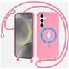SLWYF Cover Compatibile con Samsung Galaxy S26 Cover Magnetica, Silicone TPU Morbido Corda Collana Necklace Regolabile Stylish con Catena Ultra Sottile Case, Rosa